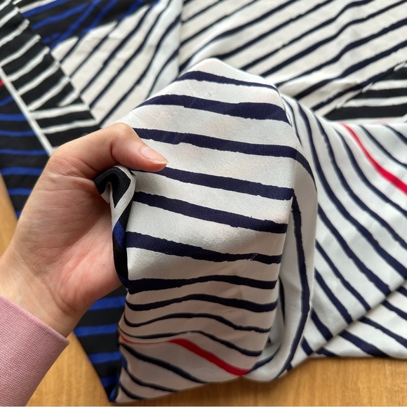 Parisian Inspired Rectangle Fashion Scarf, Women’s Purse Scarf, Blue/White/Red - Picture 5 of 13